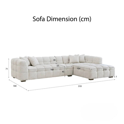 ALUXO Tribeca Bubble Right Hand Facing Corner Sofa In Iron Grey Boucle Fabric