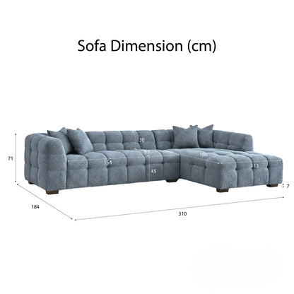 ALUXO Tribeca Bubble Right Hand Facing Corner Sofa In Iron Grey Boucle Fabric