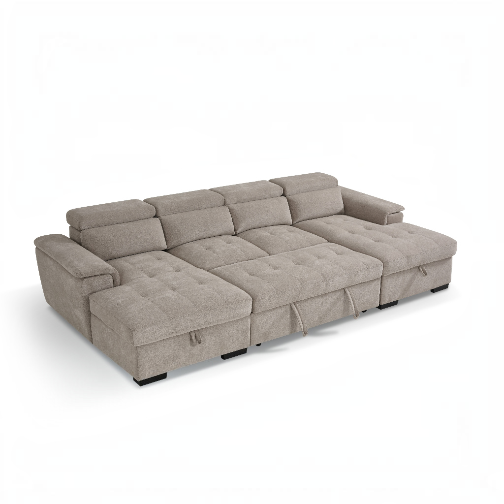 Alaya Sofabed Beige Fabric U Shape Corner Sofa