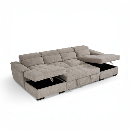 Alaya Sofabed Beige Fabric U Shape Corner Sofa