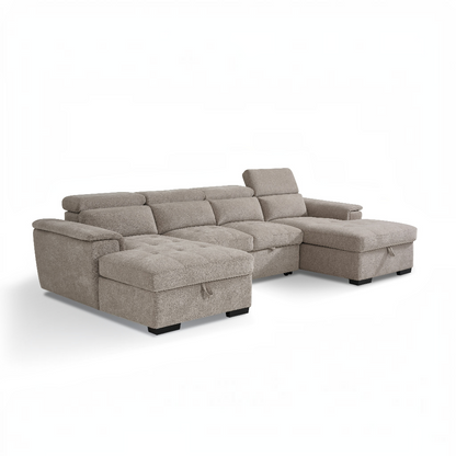 Alaya Sofabed Beige Fabric U Shape Corner Sofa