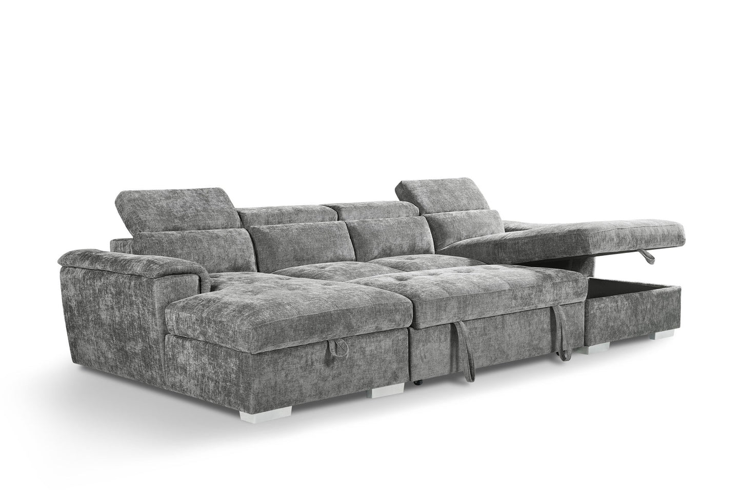 Alaya Sofabed Grey Fabric U Shape Storage Corner Sofa
