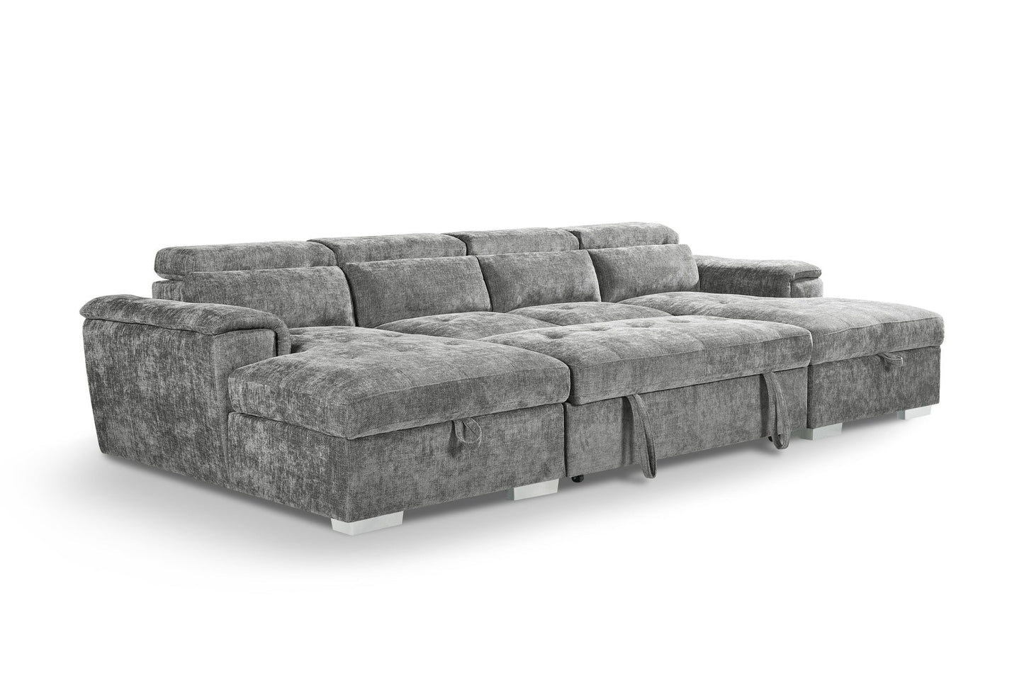 Alaya Sofabed Grey Fabric U Shape Storage Corner Sofa