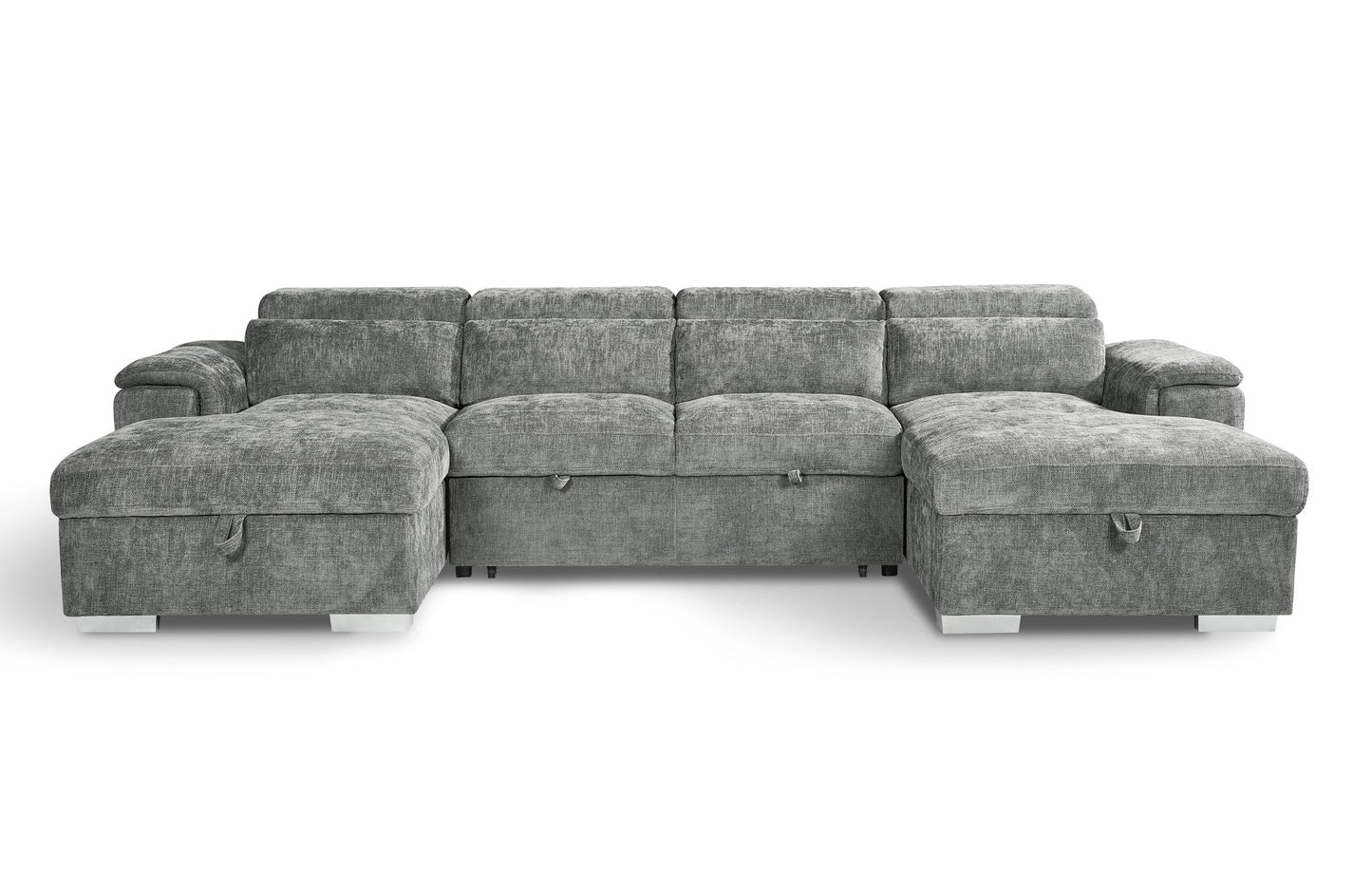 Alaya Sofabed Grey Fabric U Shape Storage Corner Sofa