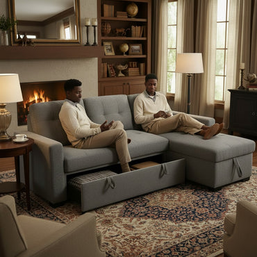 Alder Sofabed Grey Fabric Universal Storage Corner Sofa