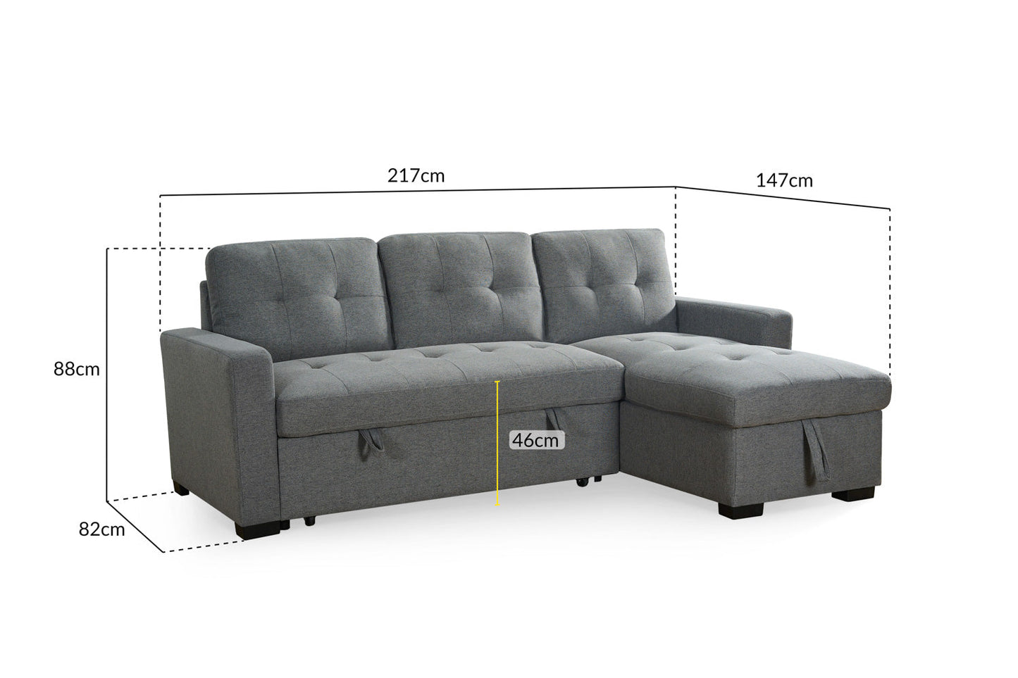 Alder Sofabed Grey Fabric Universal Storage Corner Sofa