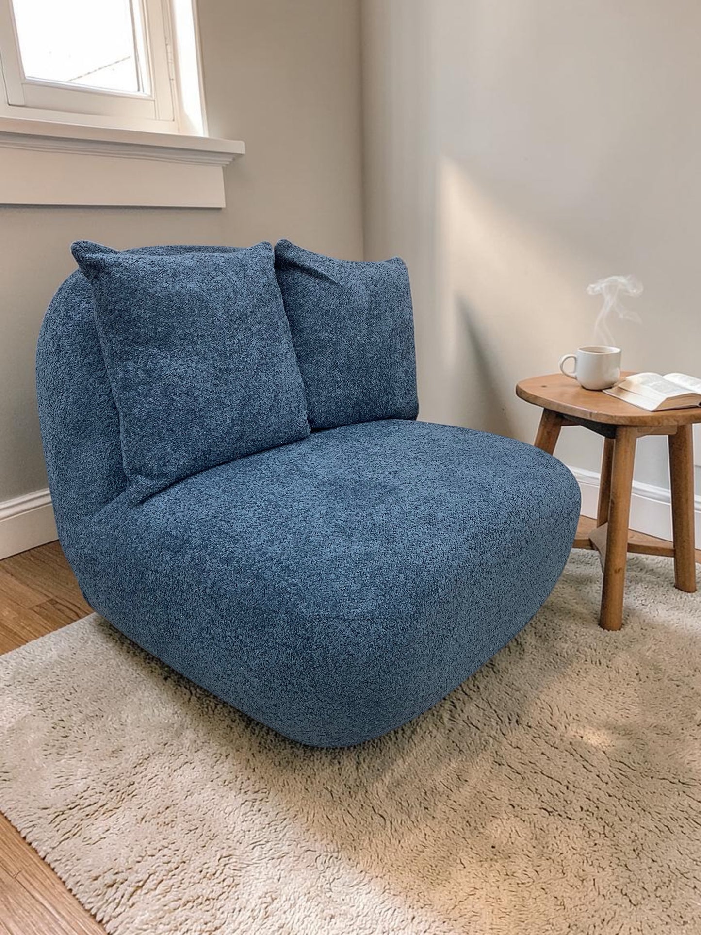 Miami Swivel Accent Armchair In Blush Orange Fabric