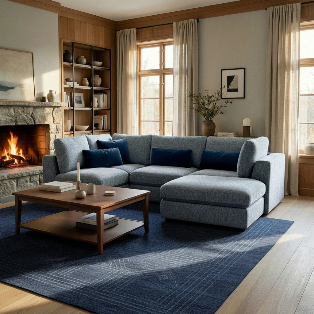 Aluxo Madison 4+1+Storage Footstool Modular Sofa In Light Grey Boucle Fabric