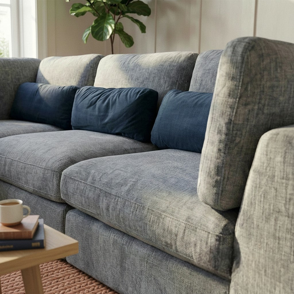 Aluxo Madison 4+1+Storage Footstool Modular Sofa In Light Grey Boucle Fabric