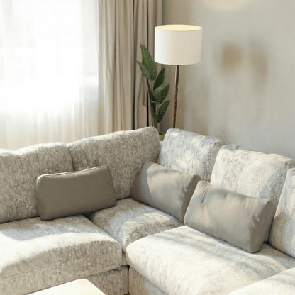 Aluxo Madison 4+1+Storage Footstool Modular Sofa In Light Grey Boucle Fabric