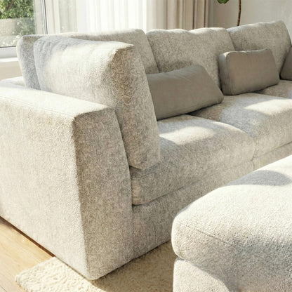 Aluxo Madison 4+1+Storage Footstool Modular Sofa In Light Grey Boucle Fabric