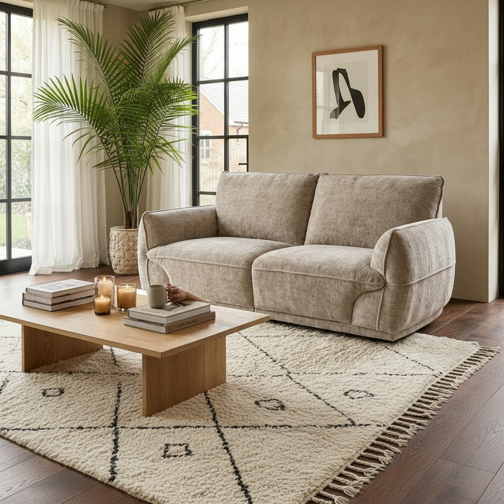Angelo Beige Fabric 2 Seater Sofa