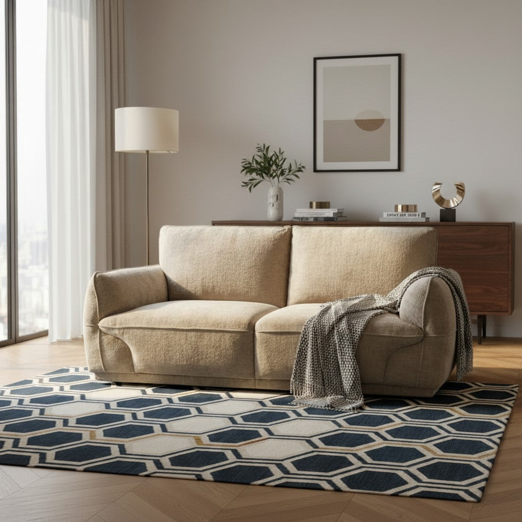 Angelo Beige Fabric 2 Seater Sofa
