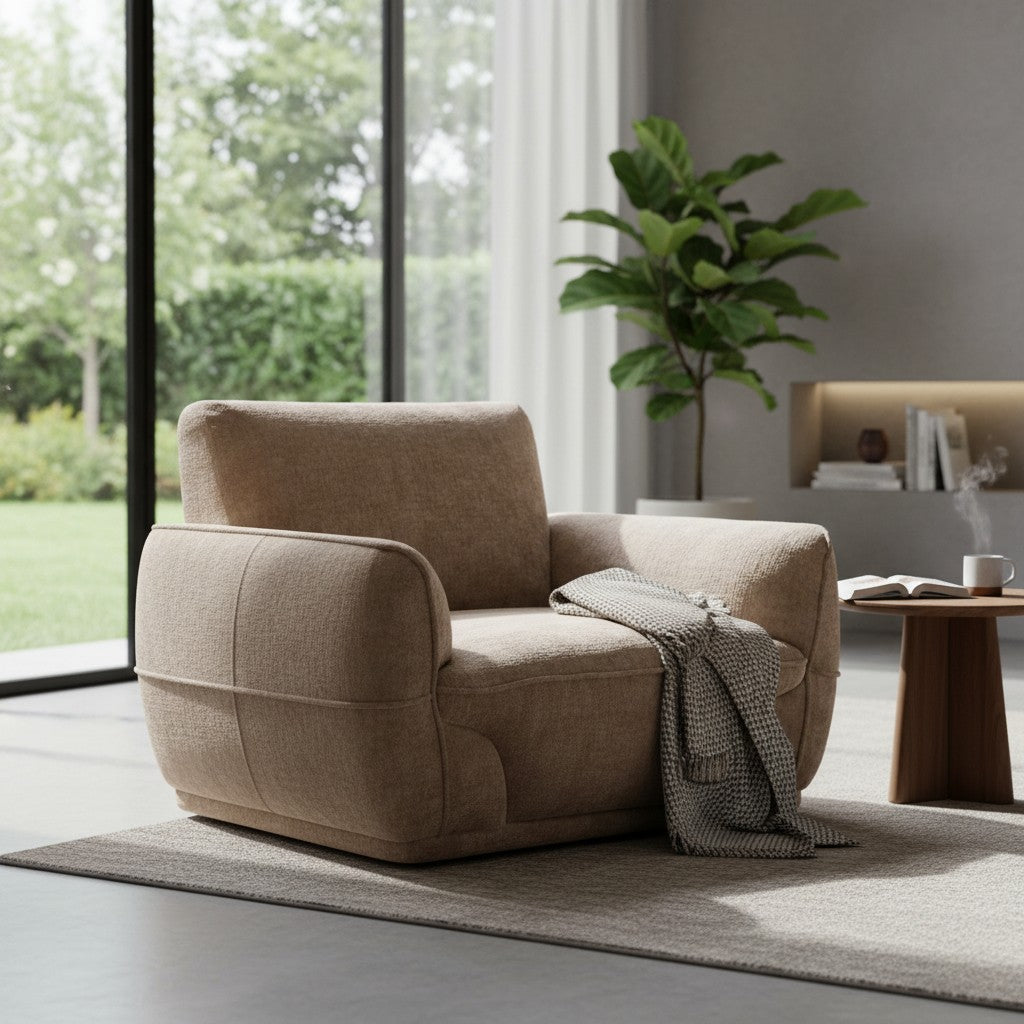 Angelo Beige Fabric Armchair