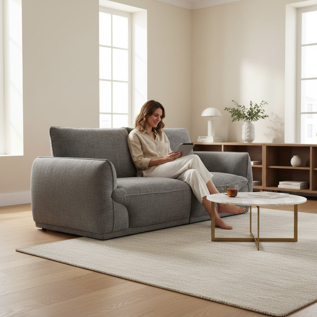 Angelo Grey Fabric 2 Seater Sofa