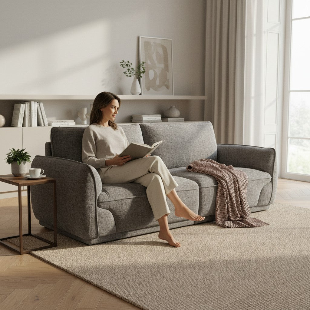 Angelo Grey Fabric 3 Seater Sofa