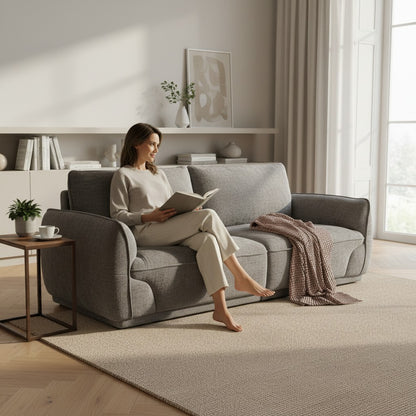 Angelo Grey Fabric 3 Seater Sofa