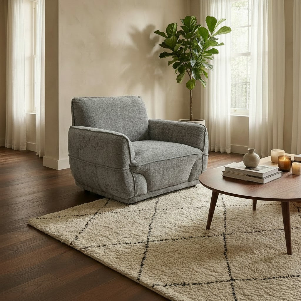 Angelo Grey Fabric Armchair