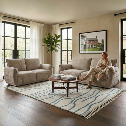 Angelo Sofa Beige Fabric 3+2 Sofa Suite