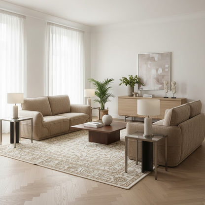 Angelo Sofa Beige Fabric 3+2 Sofa Suite