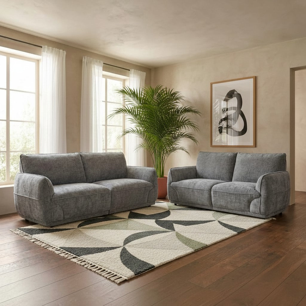 Angelo Sofa Grey Fabric 3+2 Sofa Suite