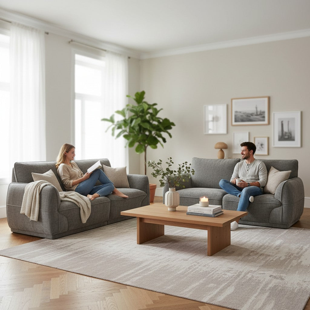 Angelo Sofa Grey Fabric 3+2 Sofa Suite