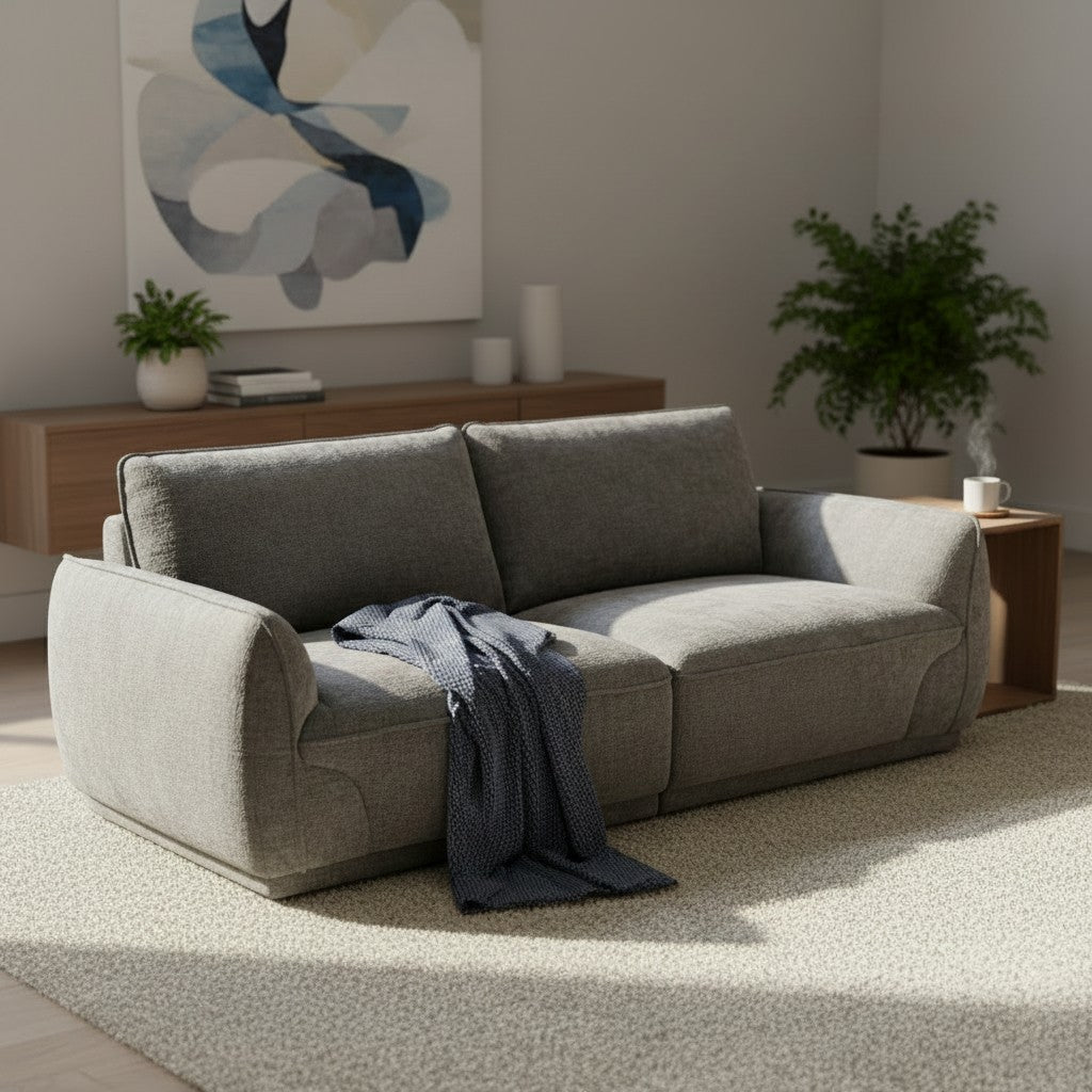Angelo Grey Fabric 3 Seater Sofa