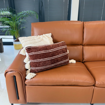 Arizona Electric Recliner Tan Orange Leather L-Shape Large Corner Sofa