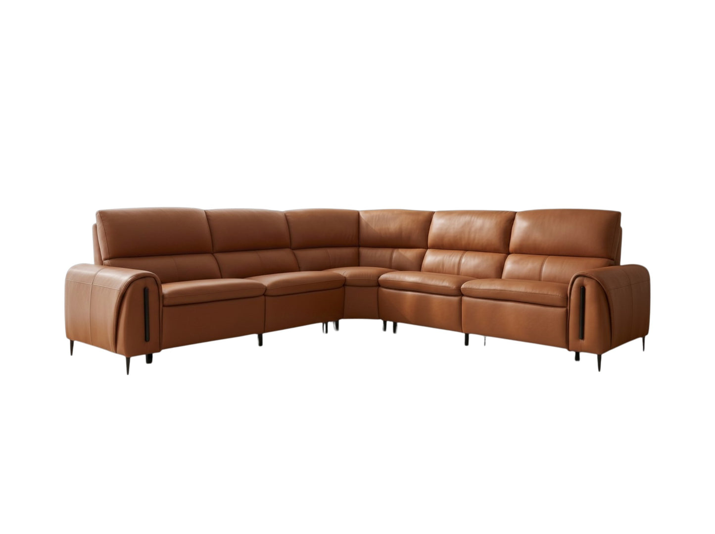 Arizona Electric Recliner Tan Orange Leather L-Shape Large Corner Sofa