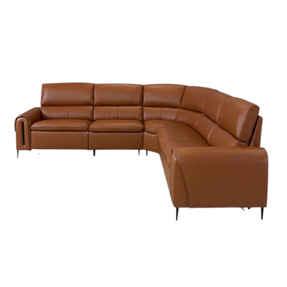 Arizona Electric Recliner Tan Orange Leather L-Shape Large Corner Sofa