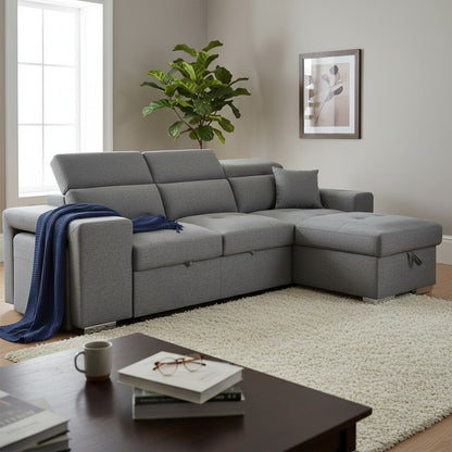 Artemis Sofabed Grey Fabric Universal Storage Corner Sofa