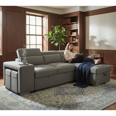 Artemis Sofabed Grey Fabric Universal Storage Corner Sofa