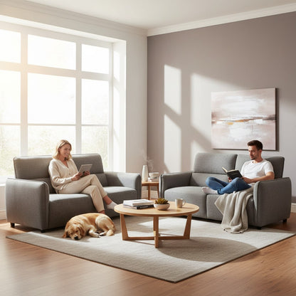 Ascot Charcoal Grey Fabric 3+2 Sofa Suite