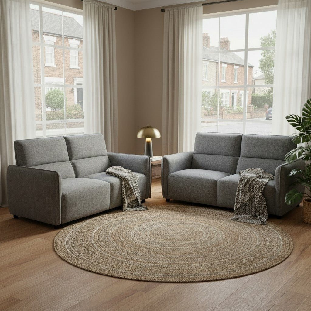 Ascot Charcoal Grey Fabric 3+2 Sofa Suite