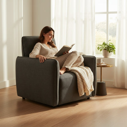 Ascot Charcoal Grey Fabric Armchair