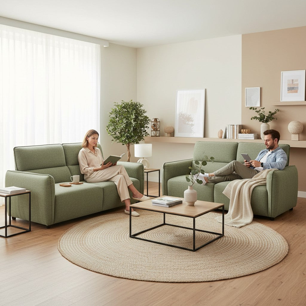 Ascot Green Fabric 3+2 Sofa Suite