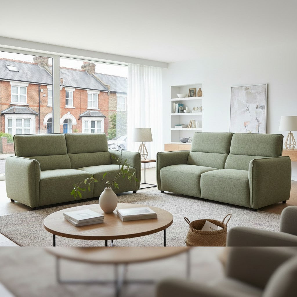 Ascot Green Fabric 3+2 Sofa Suite