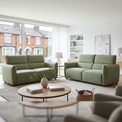 Ascot Green Fabric 3+2 Sofa Suite