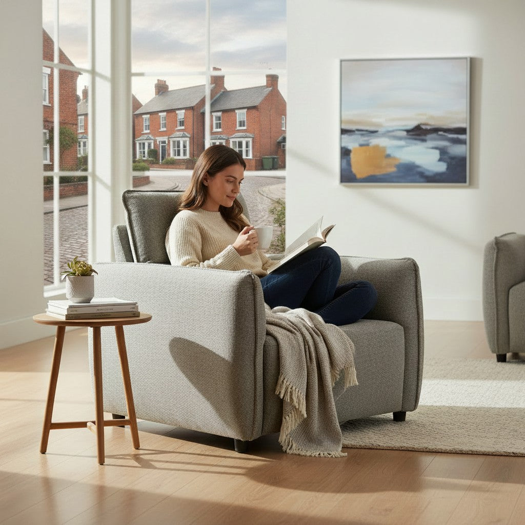 Ascot Grey Fabric Armchair