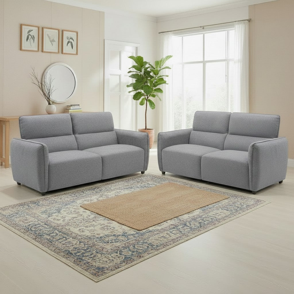 Ascot Sofa Grey Fabric 3+2 Sofa Suite