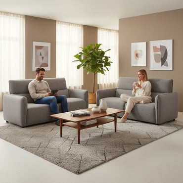 Ascot Sofa Grey Fabric 3+2 Sofa Suite