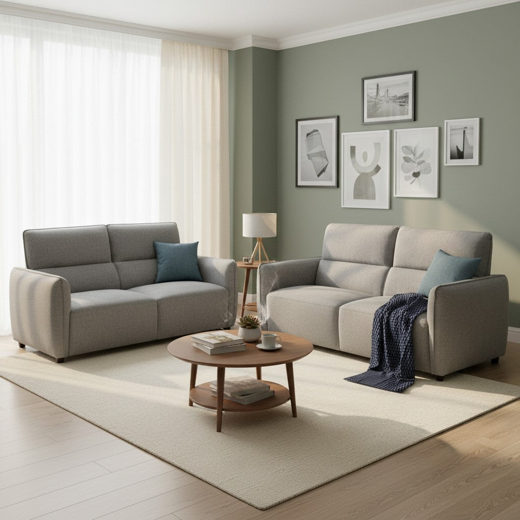 Ascot Sofa Grey Fabric 3+2 Sofa Suite