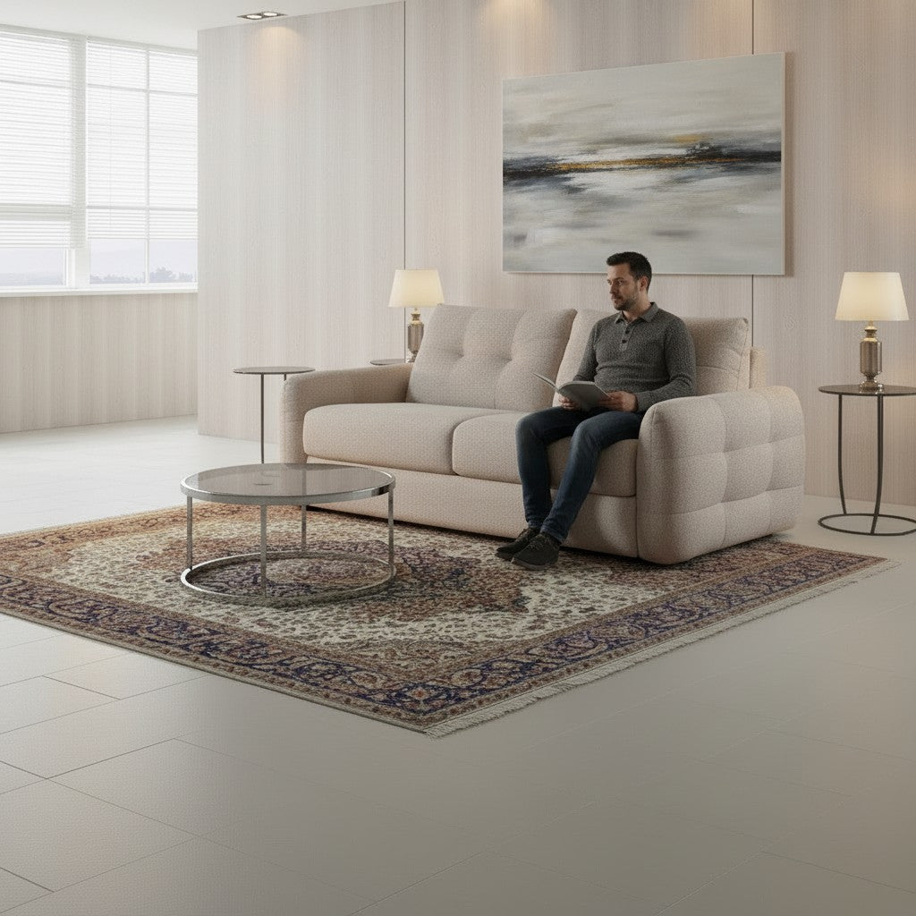Athens Beige Fabric 3 Seater Sofabed
