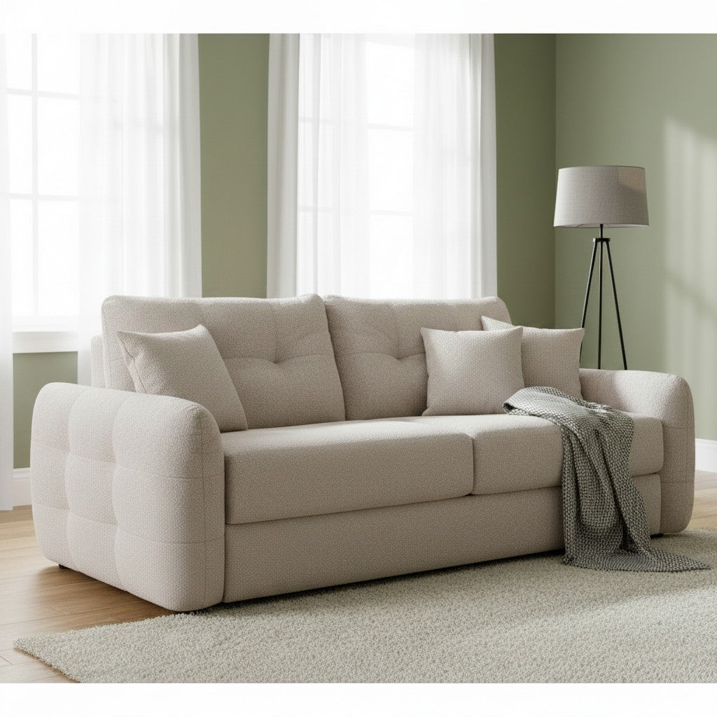 Athens Beige Fabric 3 Seater Sofabed