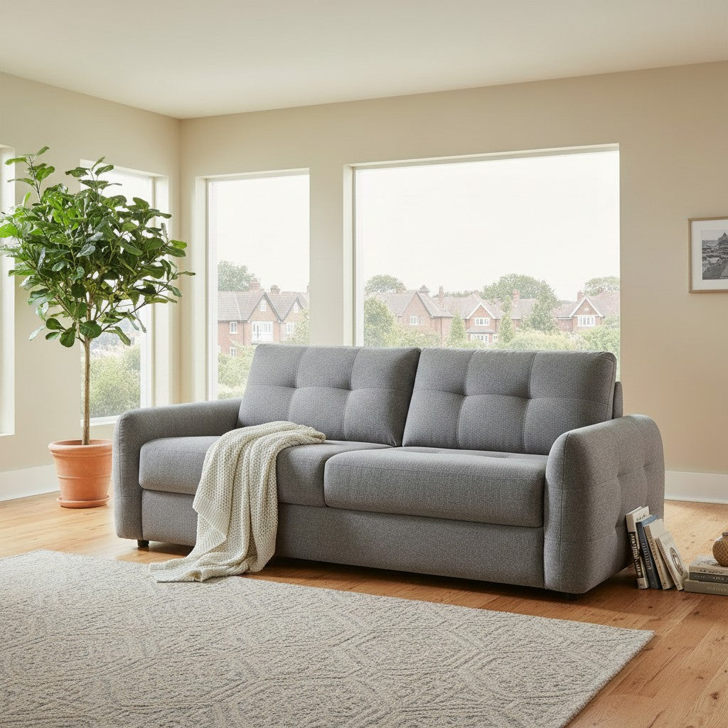 Athens Grey Fabric 3 Seater Sofabed