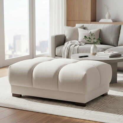 Azzuro Beige Cream Fabric Footstool