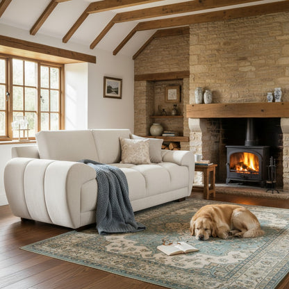 Azzuro Cream Fabric 2 Seater Sofa