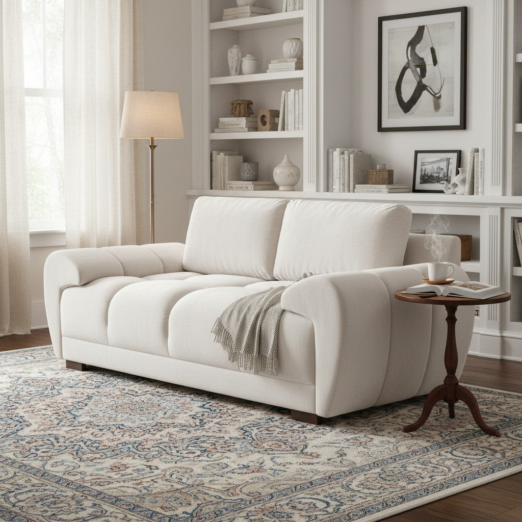 Azzuro Cream Fabric 2 Seater Sofa
