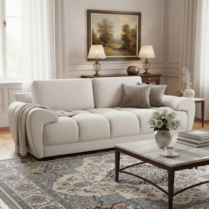 Azzuro Cream Fabric 3 Seater Sofa