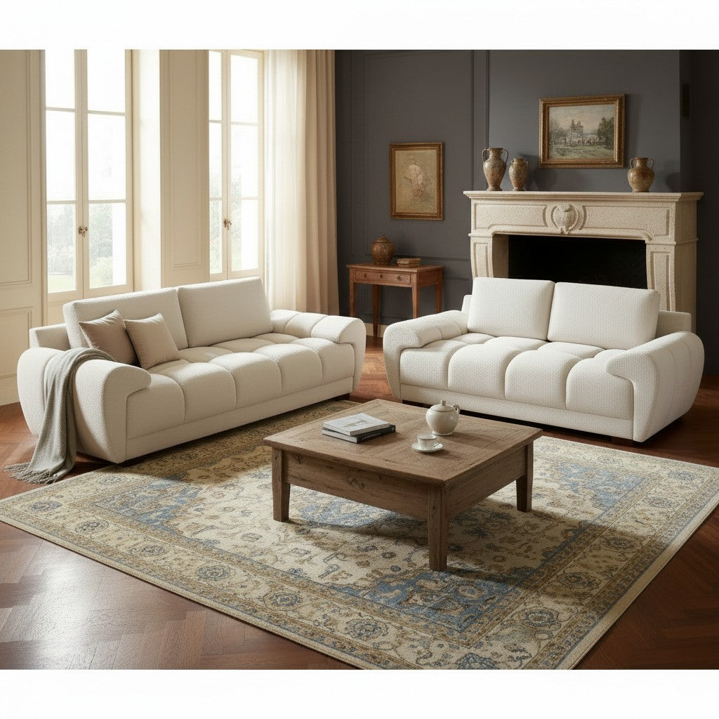 Azzuro Cream Fabric 3+2 Sofa Suite